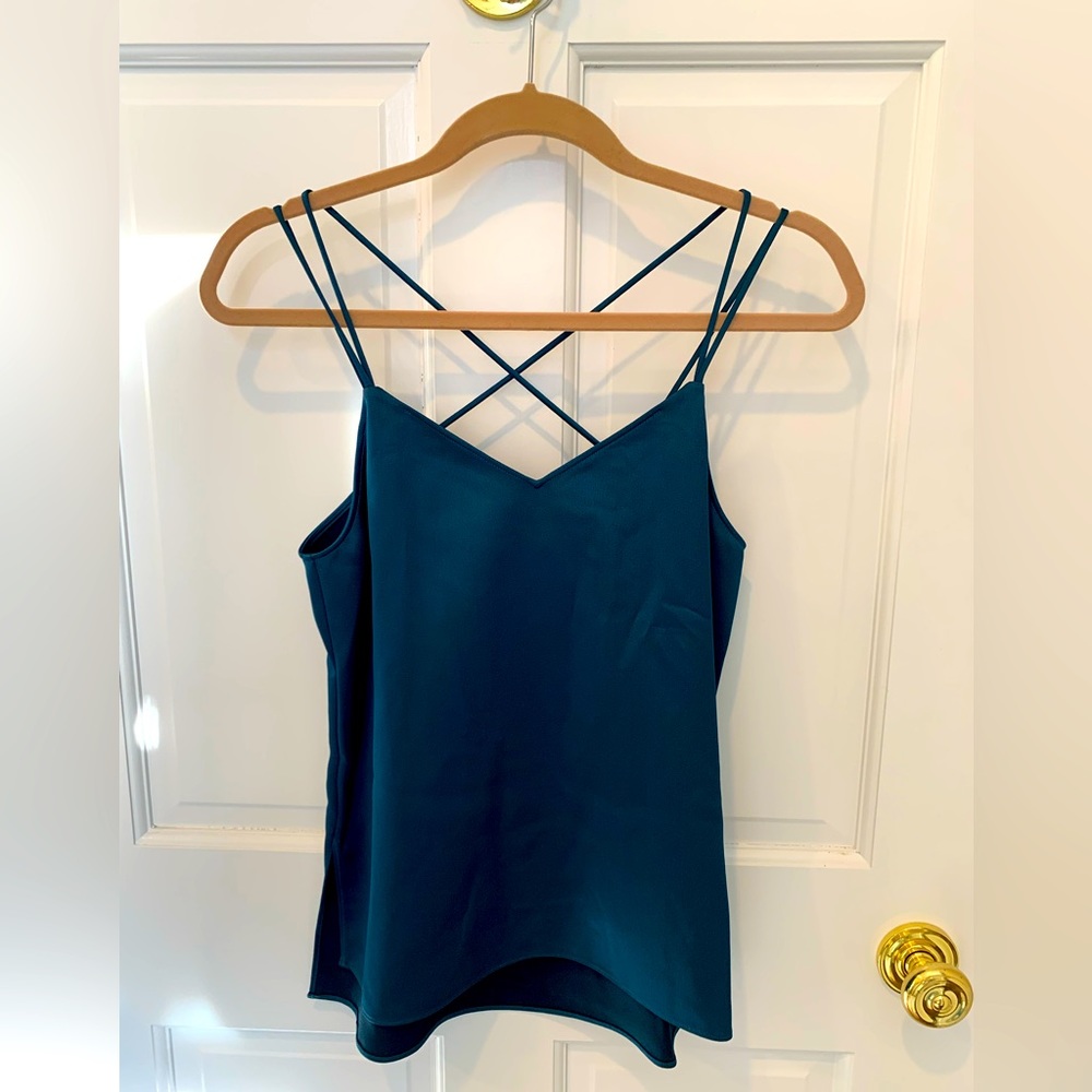 THEORY - Cross Back Tank in Neo-Satin